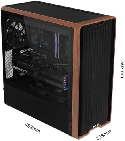 Lian Li LANCOOL 217 Genuine Walnut Wood Computer Case, Mid-Tower ATX PC Case with 5 Pre-Installed PWM Fans 2x170mm, 2x120mm & 1x140mm, Flexible PSU & Cable Installation - Black (LAN217X) thumbnail 4